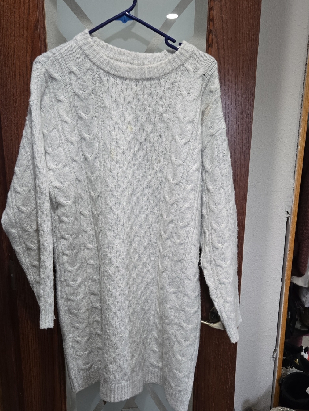 Universal Thread Light Gray Cable Knit Crew Sweater Dress